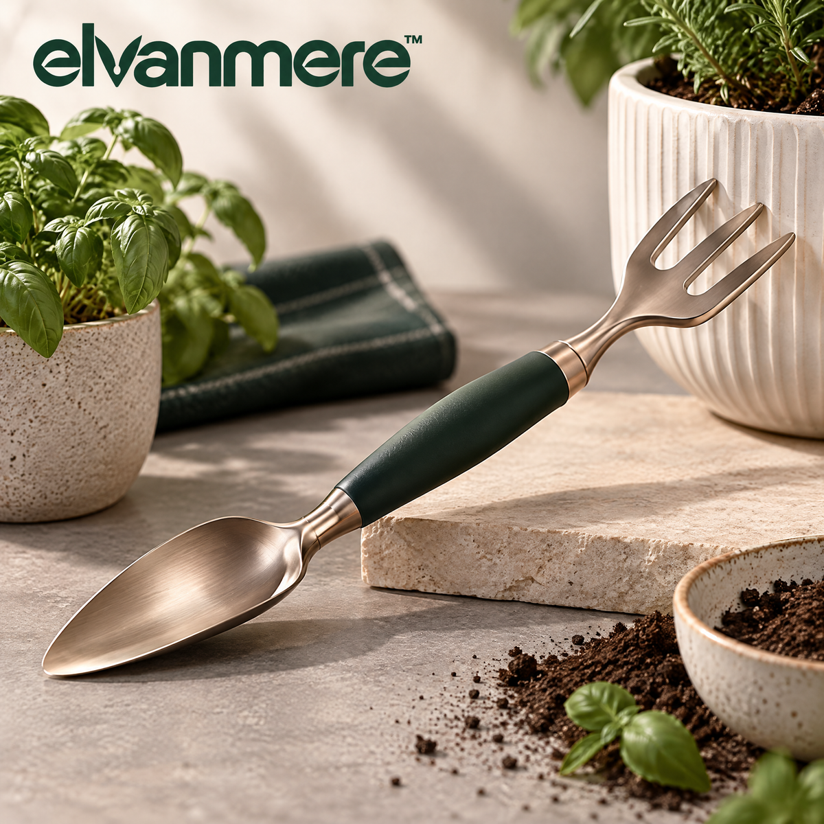Elvanmere™ Dual-Ended Garden Trowel & Cultivator