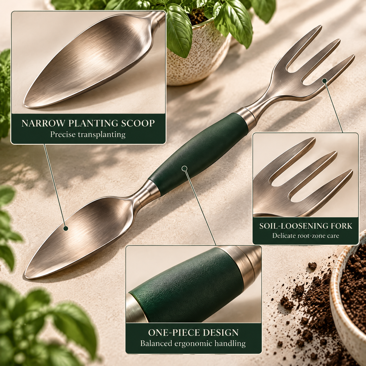 Elvanmere™ Dual-Ended Garden Trowel & Cultivator